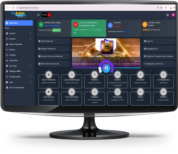 Nova interface do painel BR Áudio