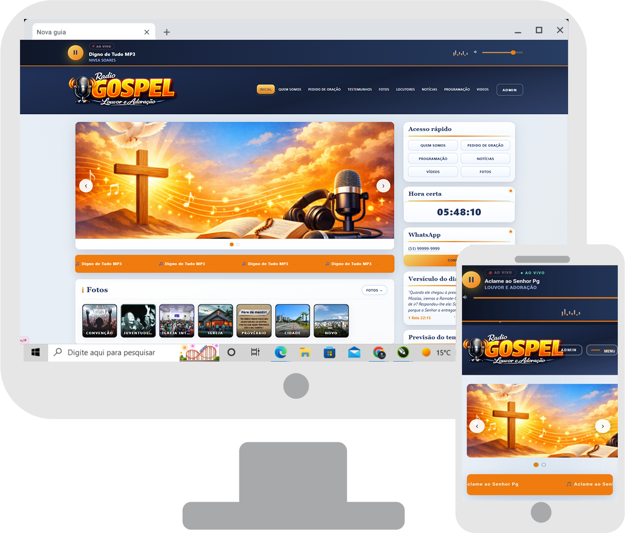 Site exclusivo para igrejas e rádios gospel