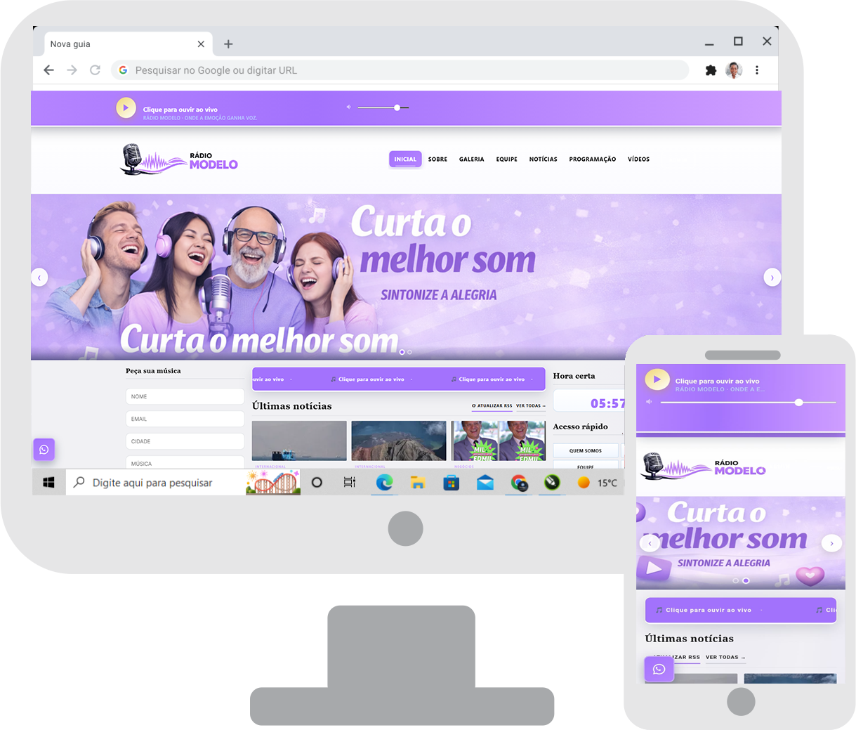 Novo site moderno para web rádio